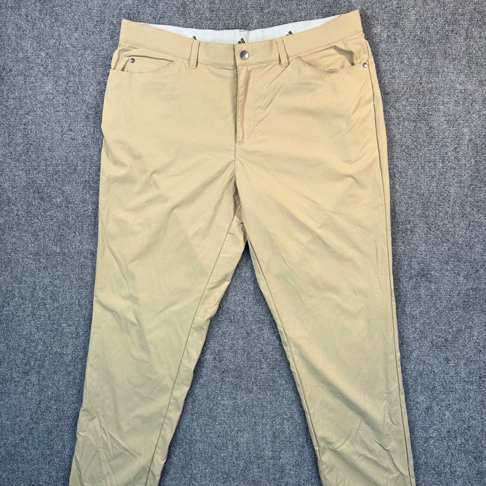 Adidas Men's 38x32 Tan Khaki Ultimate Flat Front Straight Leg Golf Pants Stretch - Picture 2 of 11